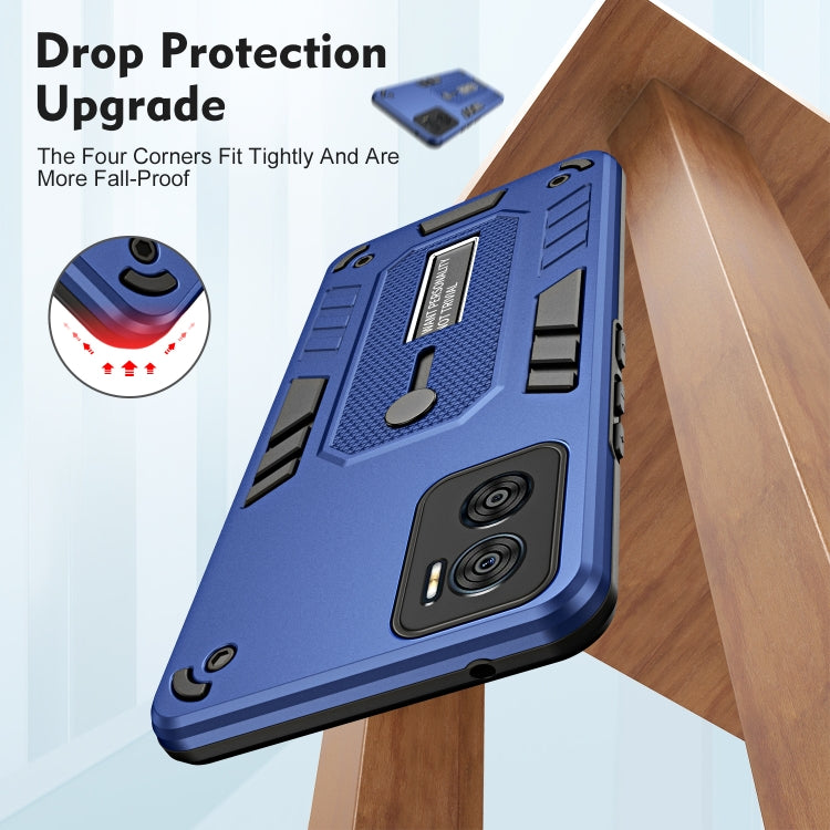 For Motorola Moto E22 4G / E22i Variety Brave Armor Finger Loop Holder Phone Case