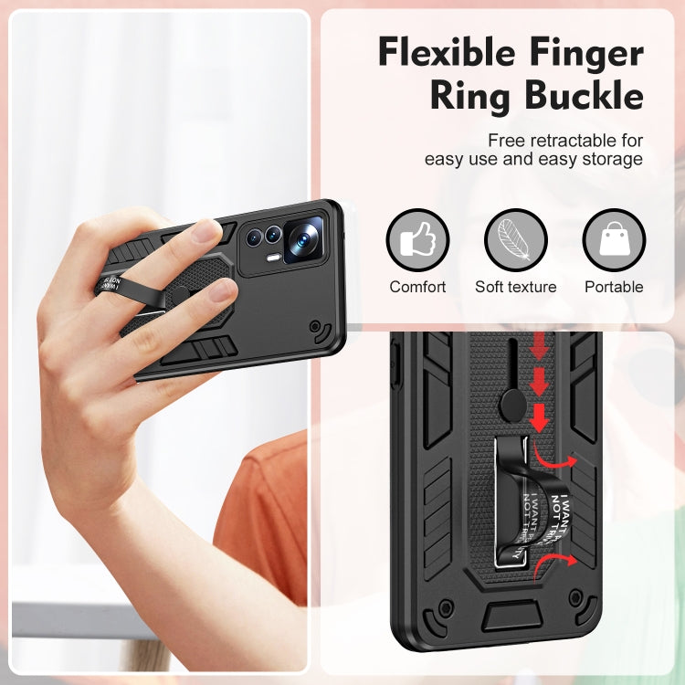 For Xiaomi 12T / 12T Pro Variety Brave Armor Finger Loop Holder Phone Case