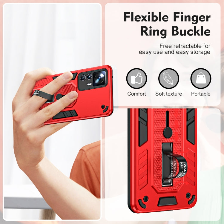 For Xiaomi 12T / 12T Pro Variety Brave Armor Finger Loop Holder Phone Case