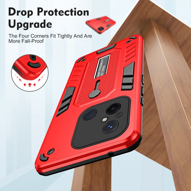 For Xiaomi Redmi 12C / Poco C55 Variety Brave Armor Finger Loop Holder Phone Case