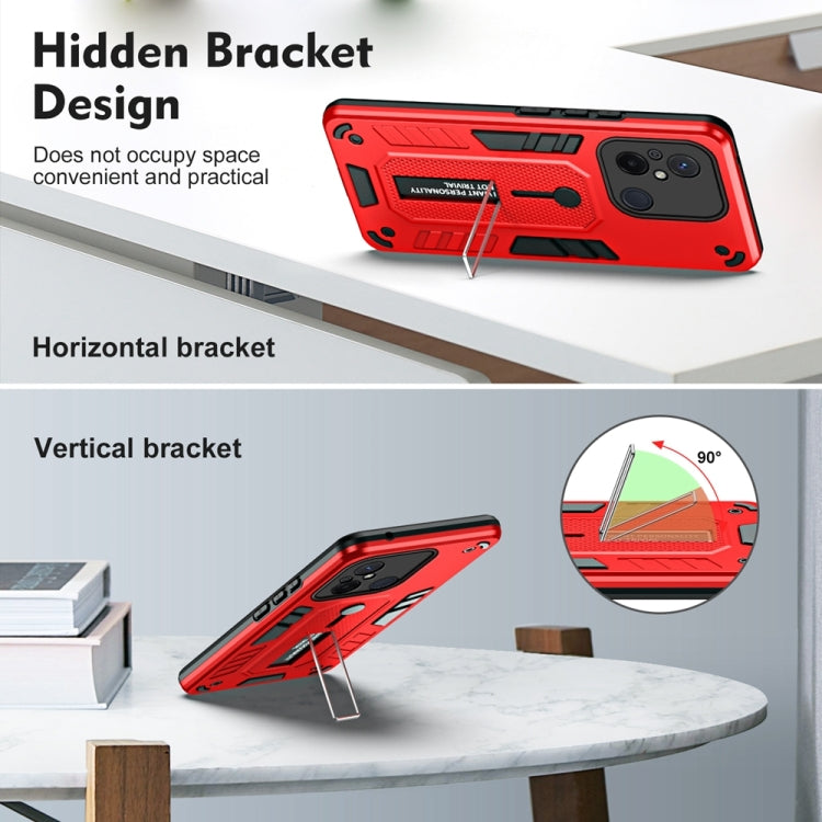 For Xiaomi Redmi 12C / Poco C55 Variety Brave Armor Finger Loop Holder Phone Case