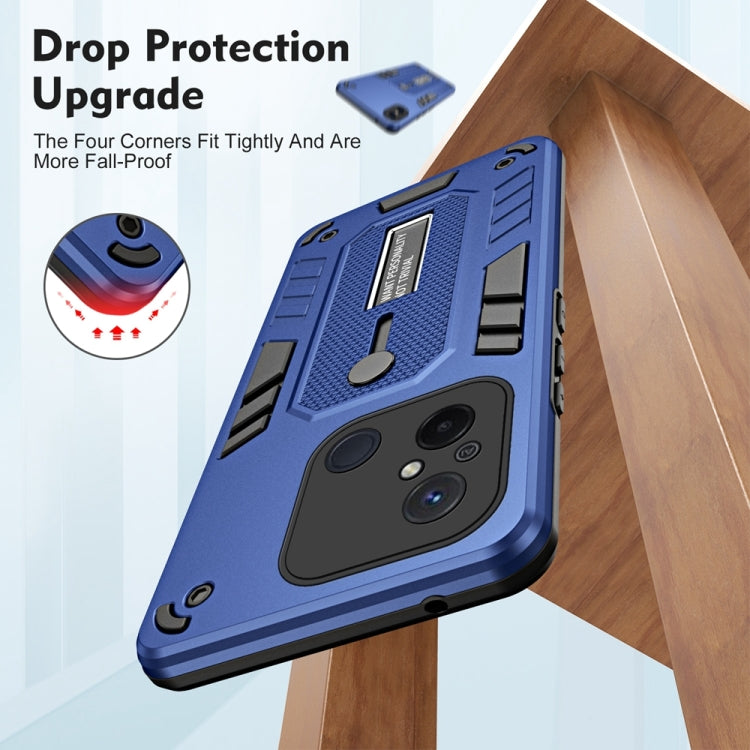For Xiaomi Redmi 12C / Poco C55 Variety Brave Armor Finger Loop Holder Phone Case