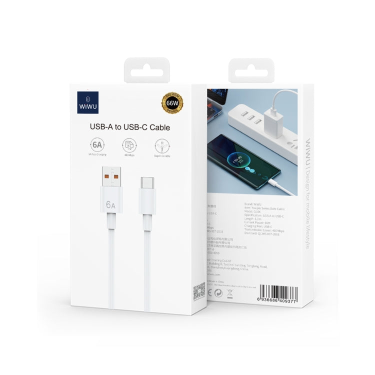 WIWU G104 Youpin Series 66W USB to USB-C/Type-C Fast Charge Data Cable, Length: 1.2m(White)