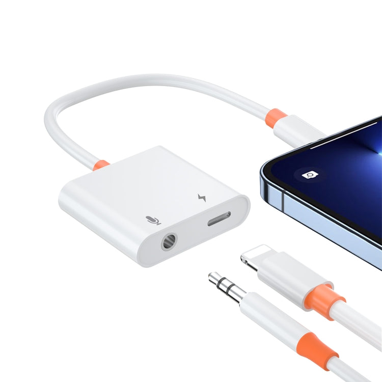 WIWU LT0 Pro Max 8 Pin + 3.5mm to 8 Pin Audio Adapter Cable Call Version(White)