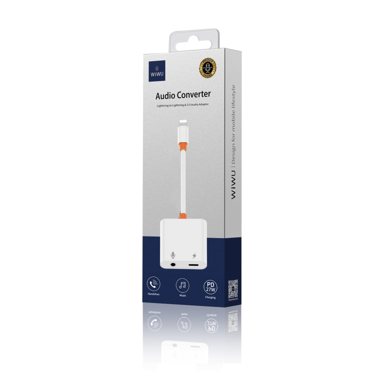 WIWU LT0 Pro Max 8 Pin + 3.5mm to 8 Pin Audio Adapter Cable Call Version(White)