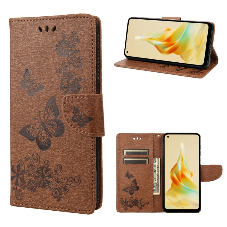 For OPPO Reno8 T 4G Butterfly Embossed Horizontal Flip Leather Phone Case
