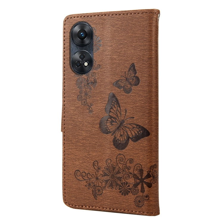 For OPPO Reno8 T 4G Butterfly Embossed Horizontal Flip Leather Phone Case