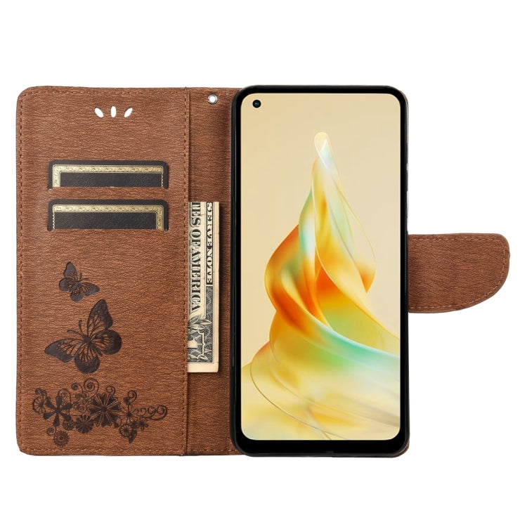 For OPPO Reno8 T 4G Butterfly Embossed Horizontal Flip Leather Phone Case