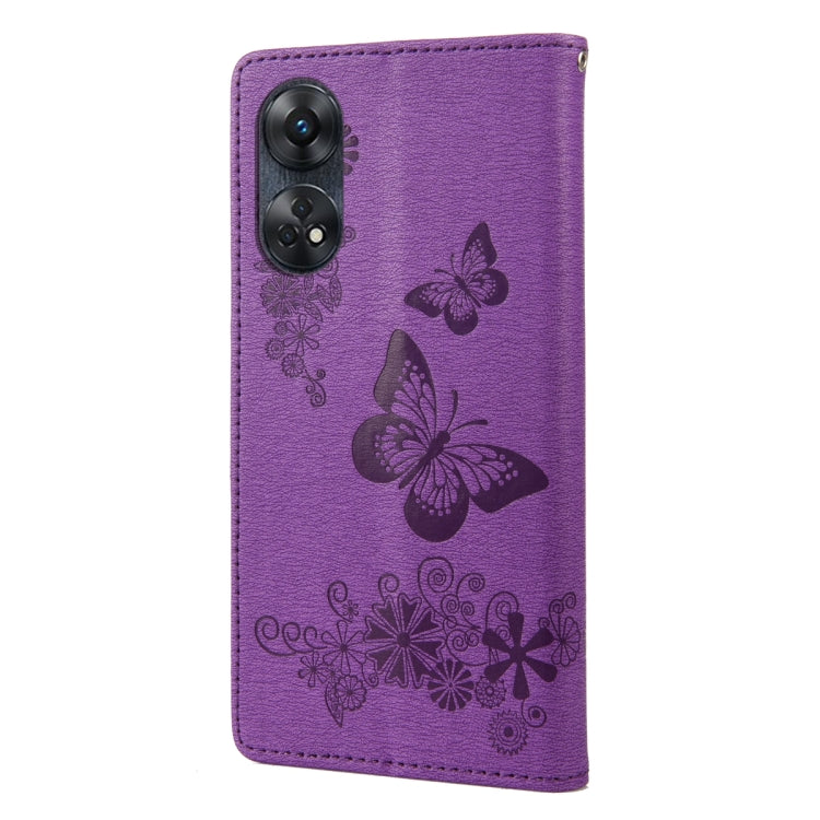 For OPPO Reno8 T 4G Butterfly Embossed Horizontal Flip Leather Phone Case