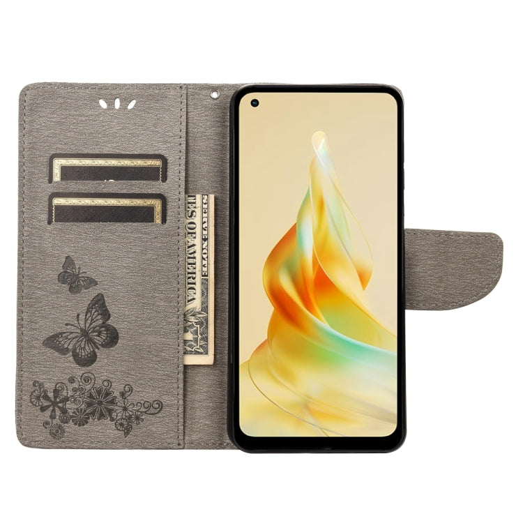 For OPPO Reno8 T 4G Butterfly Embossed Horizontal Flip Leather Phone Case