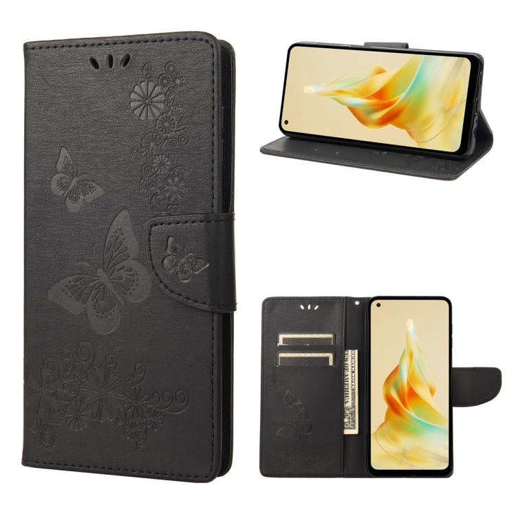 For OPPO Reno8 T 4G Butterfly Embossed Horizontal Flip Leather Phone Case