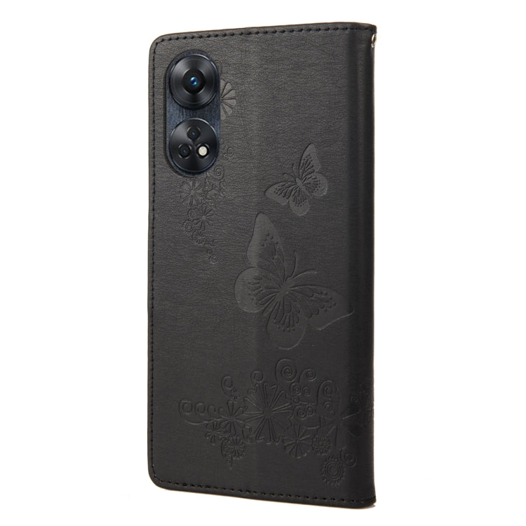 For OPPO Reno8 T 4G Butterfly Embossed Horizontal Flip Leather Phone Case