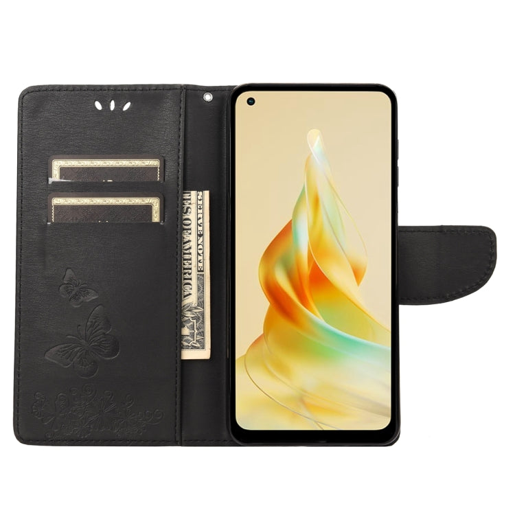 For OPPO Reno8 T 4G Butterfly Embossed Horizontal Flip Leather Phone Case