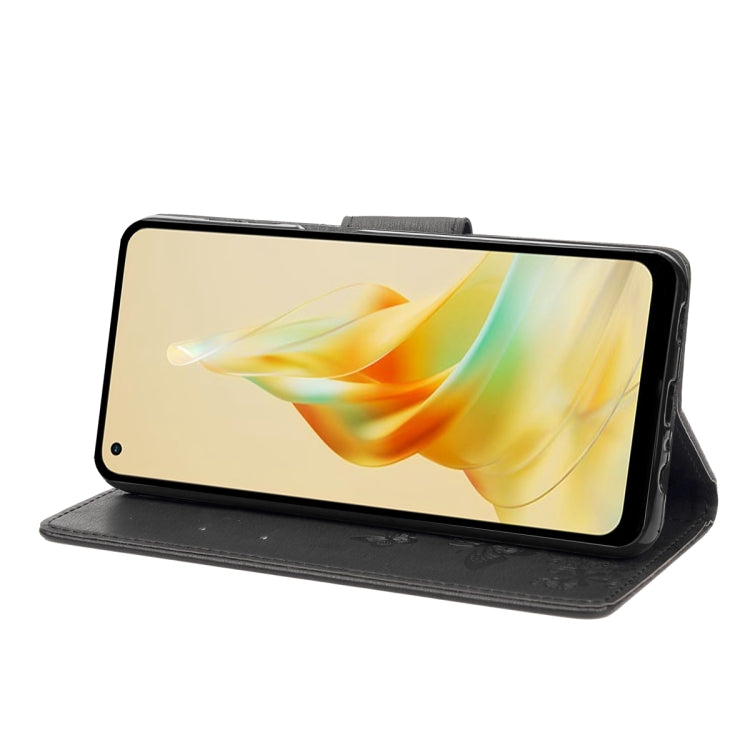 For OPPO Reno8 T 4G Butterfly Embossed Horizontal Flip Leather Phone Case