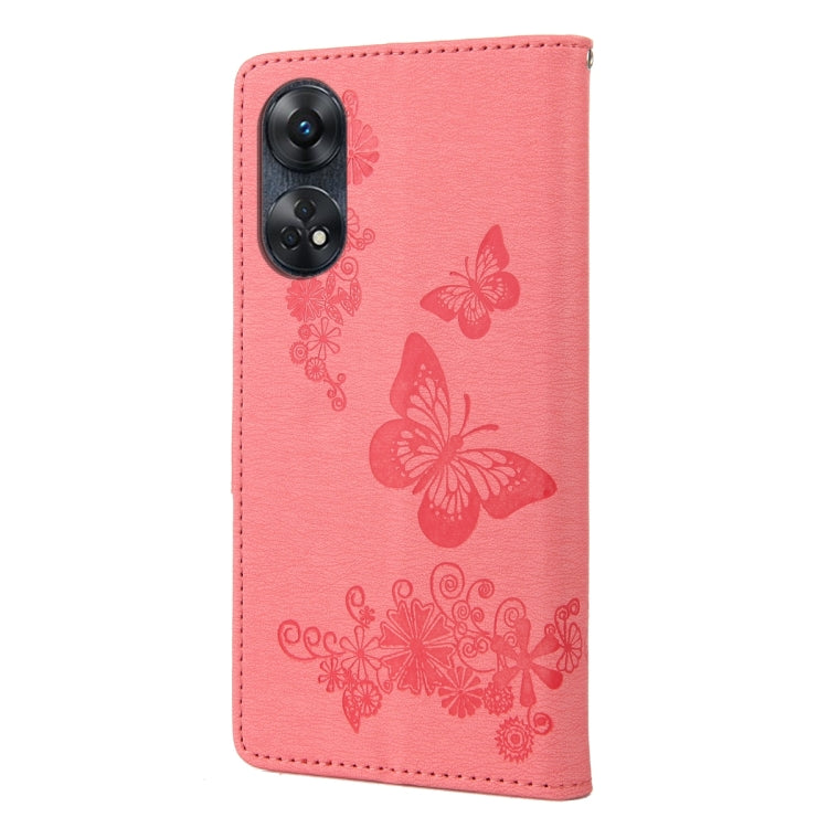For OPPO Reno8 T 4G Butterfly Embossed Horizontal Flip Leather Phone Case