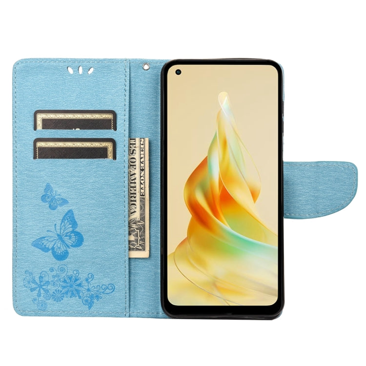 For OPPO Reno8 T 4G Butterfly Embossed Horizontal Flip Leather Phone Case