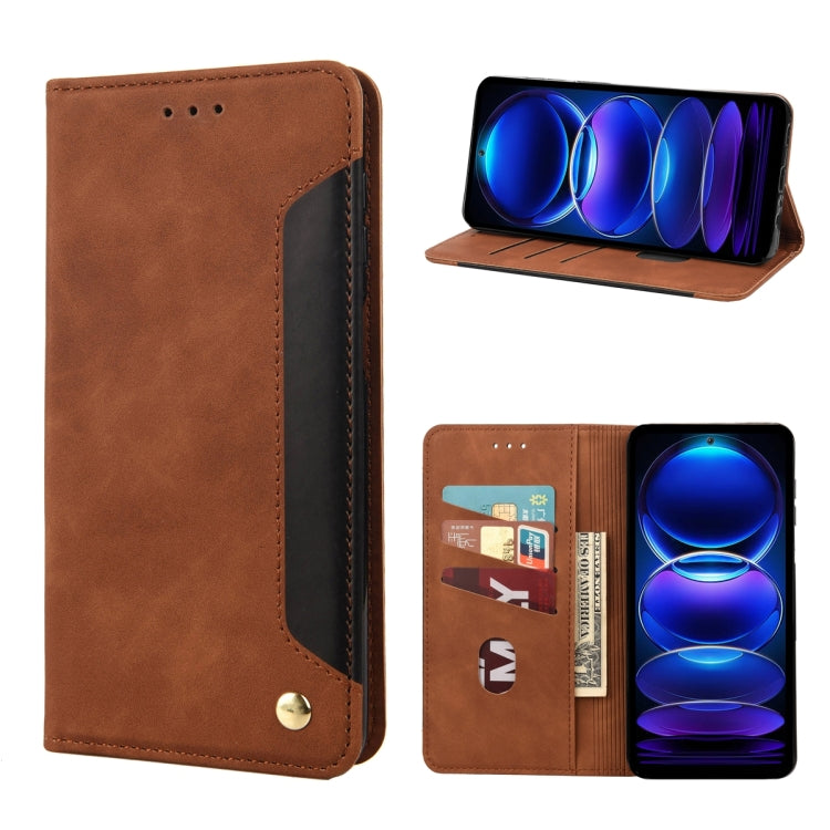 For Xiaomi Redmi Note 12 5G Global / Poco X5 5G Skin Feel Splicing Leather Phone Case