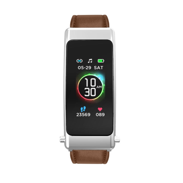 K30 0.96 inch Leather Band Earphone Detachable Life Waterproof Smart Watch Support Bluetooth Call