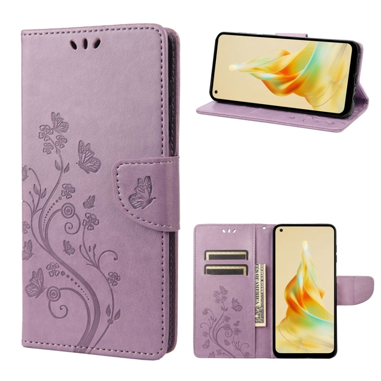 For OPPO Reno8 T 4G Butterfly Flower Pattern Leather Phone Case