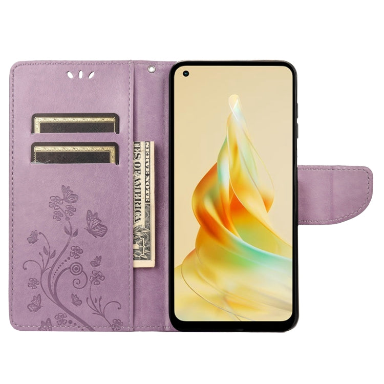 For OPPO Reno8 T 4G Butterfly Flower Pattern Leather Phone Case