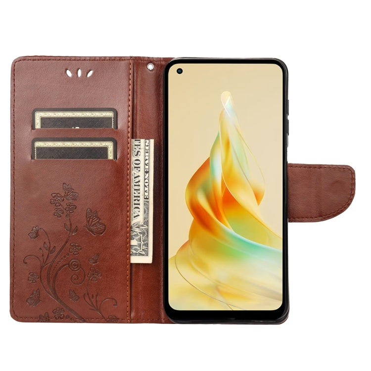 For OPPO Reno8 T 4G Butterfly Flower Pattern Leather Phone Case