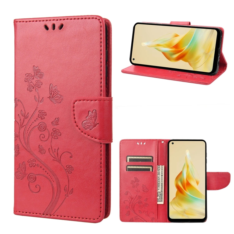 For OPPO Reno8 T 4G Butterfly Flower Pattern Leather Phone Case