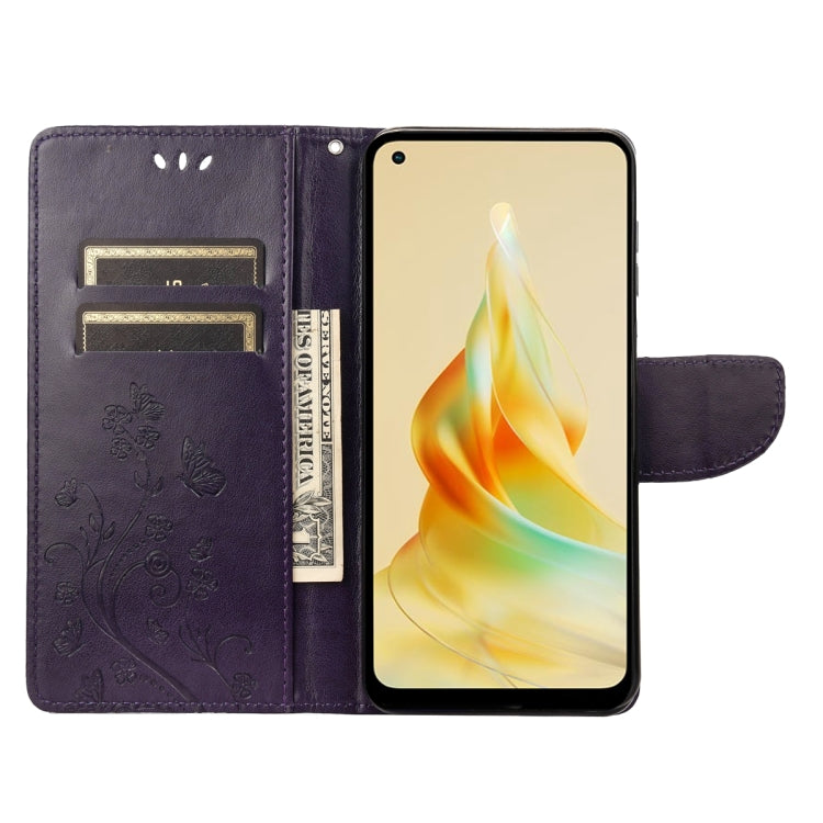 For OPPO Reno8 T 4G Butterfly Flower Pattern Leather Phone Case