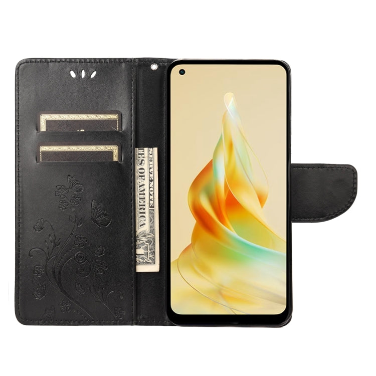 For OPPO Reno8 T 4G Butterfly Flower Pattern Leather Phone Case