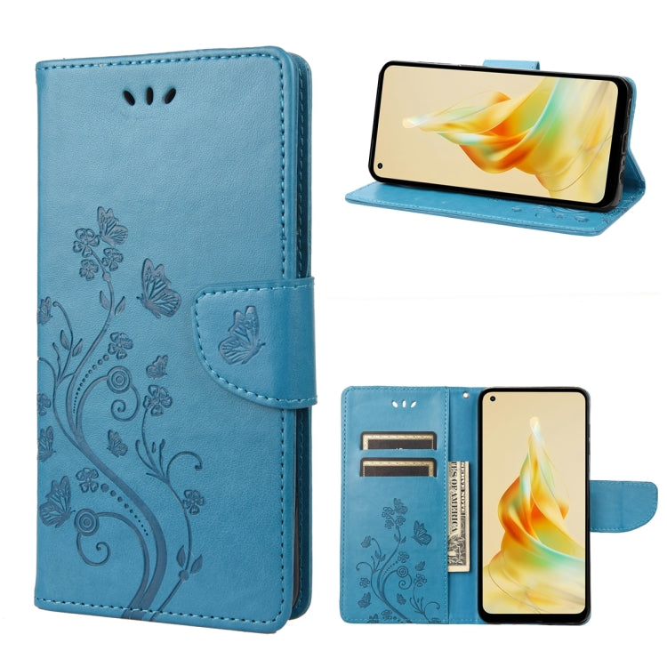 For OPPO Reno8 T 4G Butterfly Flower Pattern Leather Phone Case