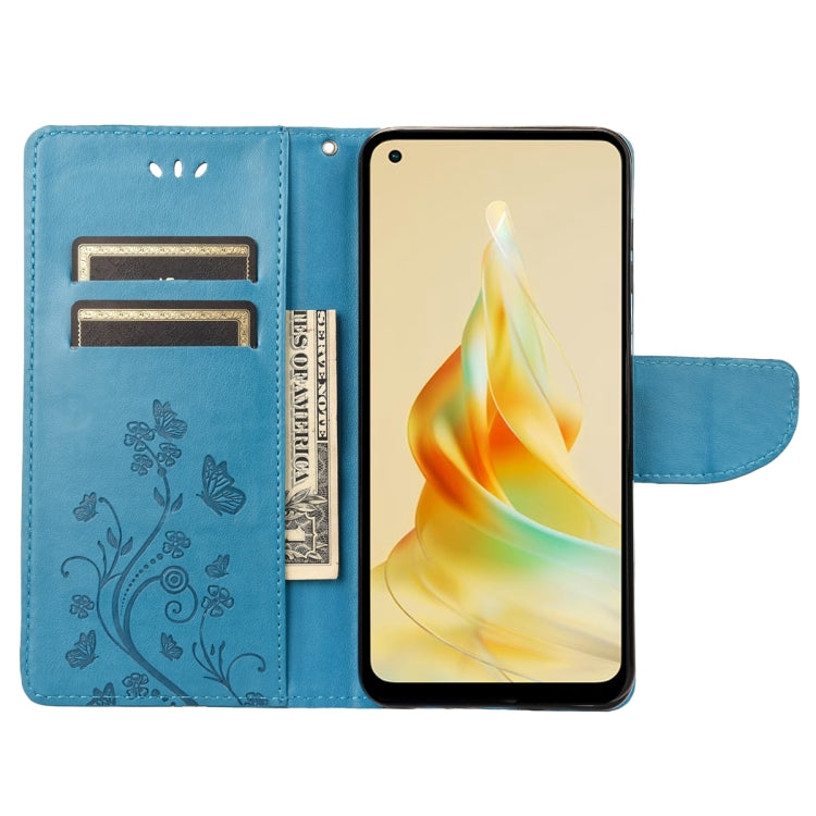 For OPPO Reno8 T 4G Butterfly Flower Pattern Leather Phone Case