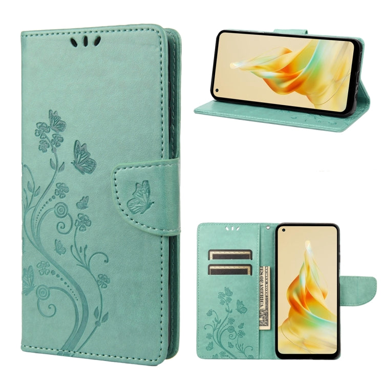 For OPPO Reno8 T 4G Butterfly Flower Pattern Leather Phone Case