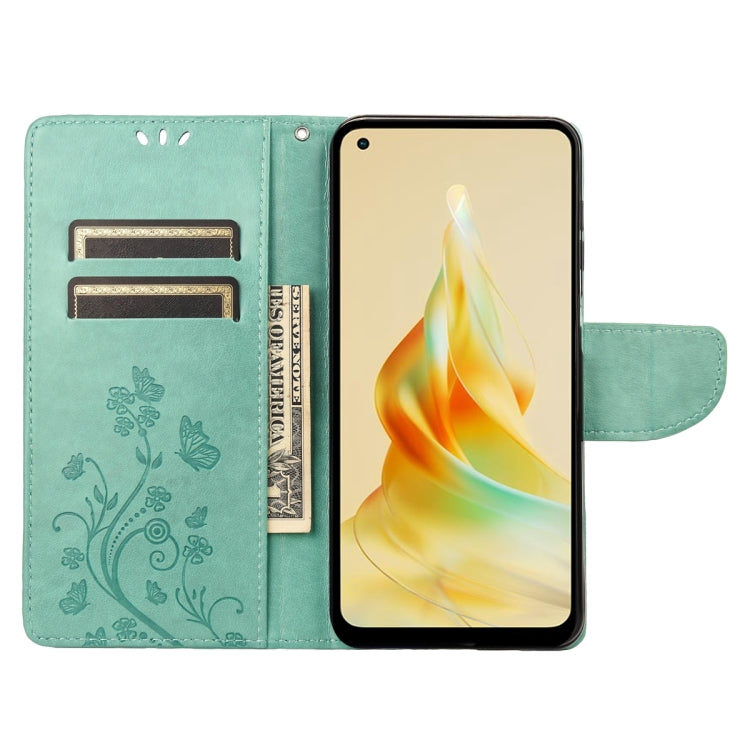 For OPPO Reno8 T 4G Butterfly Flower Pattern Leather Phone Case