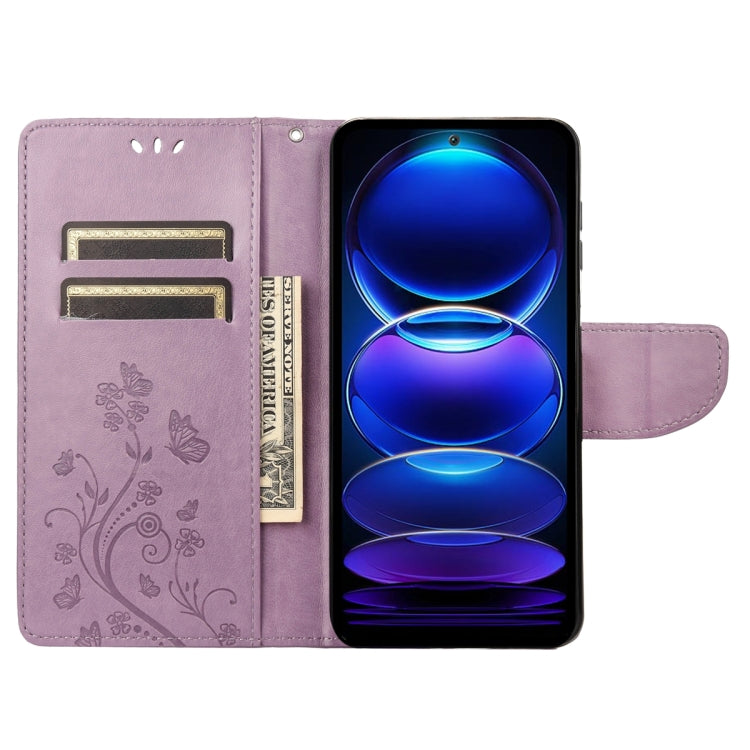 For Xiaomi Redmi Note 12 5G Global / Poco X5 5G Butterfly Flower Pattern Leather Phone Case