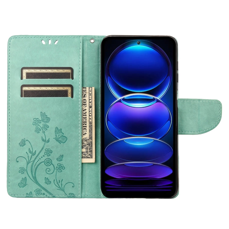 For Xiaomi Redmi Note 12 5G Global / Poco X5 5G Butterfly Flower Pattern Leather Phone Case