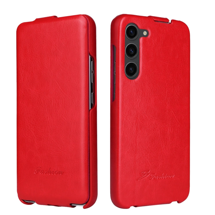 For Samsung Galaxy S23+ 5G Fierre Shann 64 Texture Vertical Flip PU Leather Phone Case