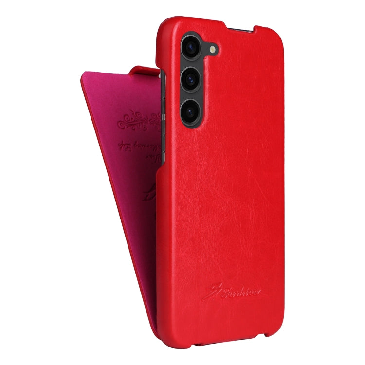 For Samsung Galaxy S23+ 5G Fierre Shann 64 Texture Vertical Flip PU Leather Phone Case