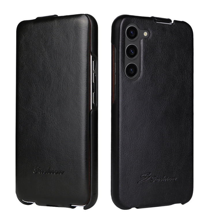 For Samsung Galaxy S23+ 5G Fierre Shann 64 Texture Vertical Flip PU Leather Phone Case