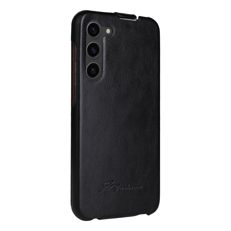 For Samsung Galaxy S23+ 5G Fierre Shann 64 Texture Vertical Flip PU Leather Phone Case