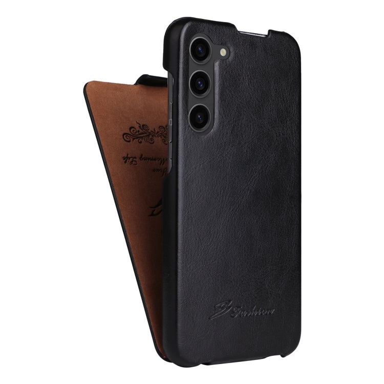 For Samsung Galaxy S23+ 5G Fierre Shann 64 Texture Vertical Flip PU Leather Phone Case