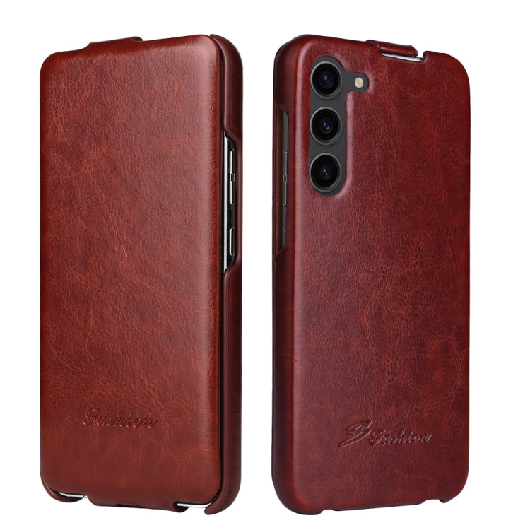 For Samsung Galaxy S23+ 5G Fierre Shann 64 Texture Vertical Flip PU Leather Phone Case