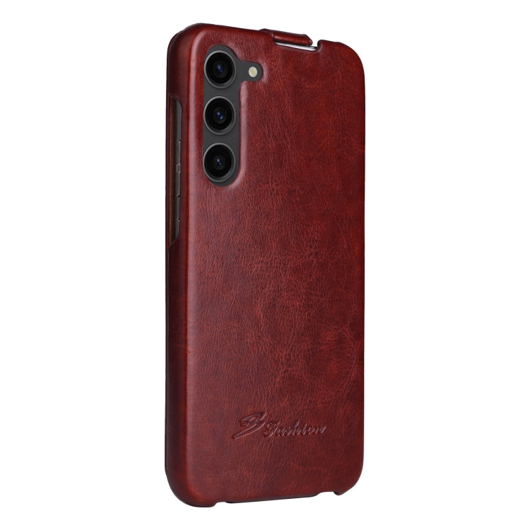 For Samsung Galaxy S23+ 5G Fierre Shann 64 Texture Vertical Flip PU Leather Phone Case