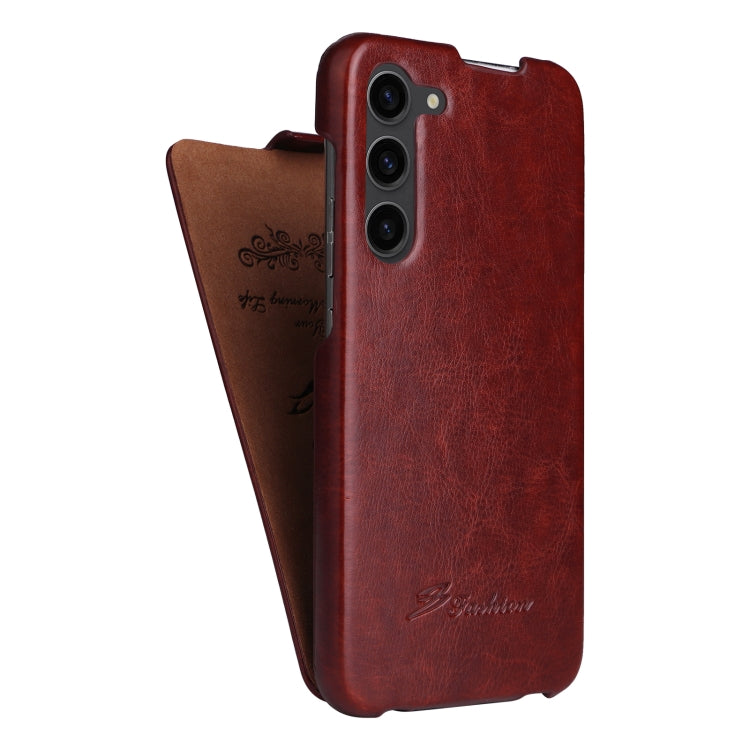 For Samsung Galaxy S23+ 5G Fierre Shann 64 Texture Vertical Flip PU Leather Phone Case
