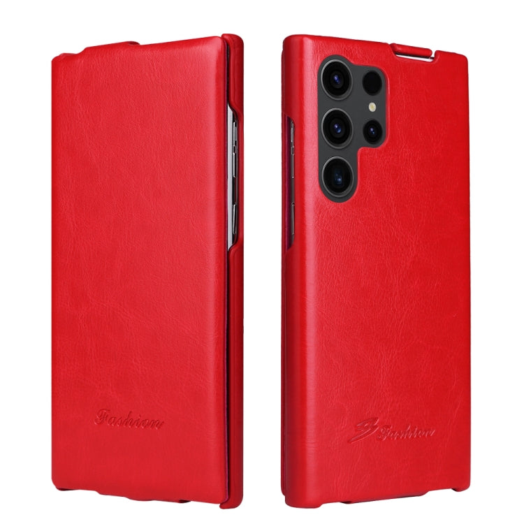 For Samsung Galaxy S23 Ultra 5G Fierre Shann 64 Texture Vertical Flip PU Leather Phone Case