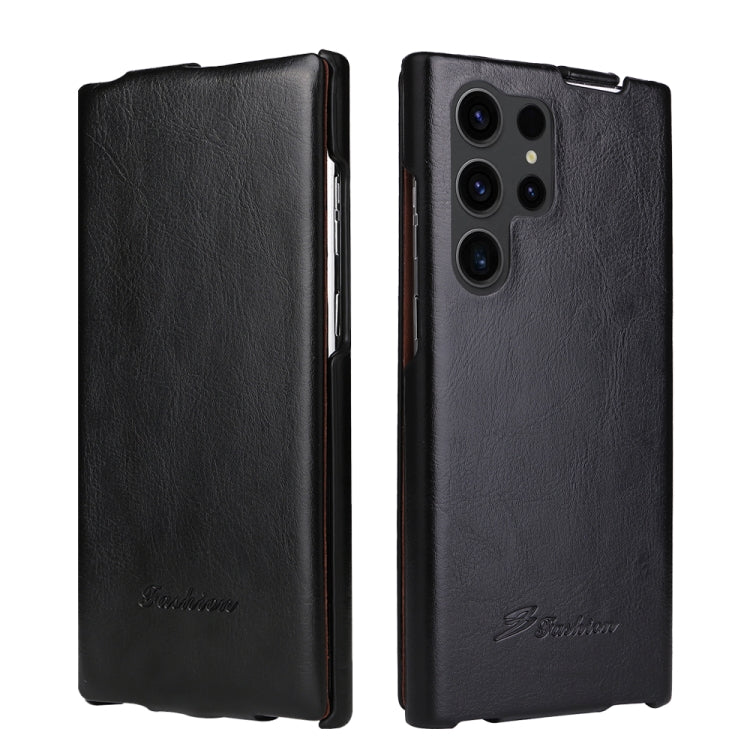 For Samsung Galaxy S23 Ultra 5G Fierre Shann 64 Texture Vertical Flip PU Leather Phone Case