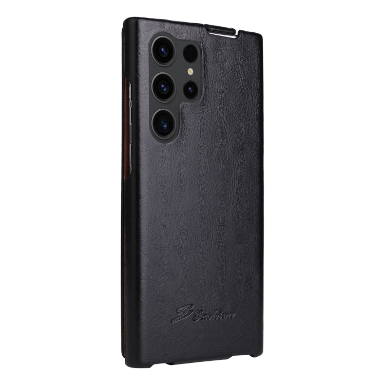 For Samsung Galaxy S23 Ultra 5G Fierre Shann 64 Texture Vertical Flip PU Leather Phone Case