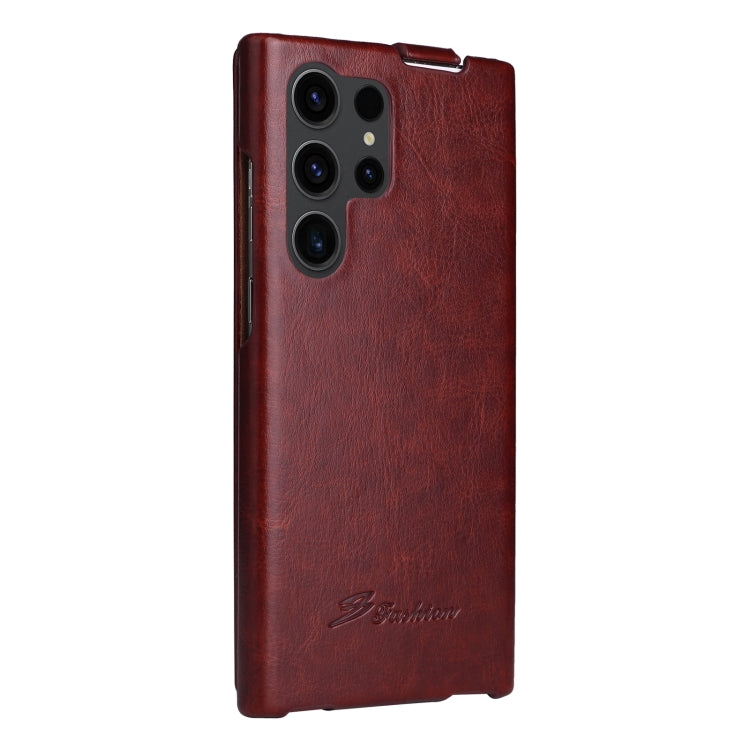 For Samsung Galaxy S23 Ultra 5G Fierre Shann 64 Texture Vertical Flip PU Leather Phone Case