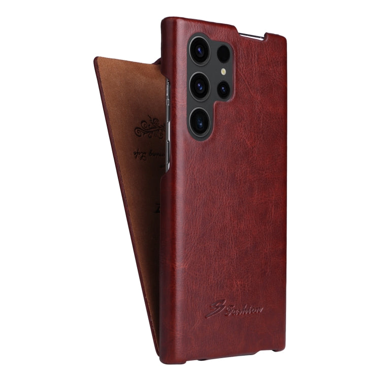 For Samsung Galaxy S23 Ultra 5G Fierre Shann 64 Texture Vertical Flip PU Leather Phone Case