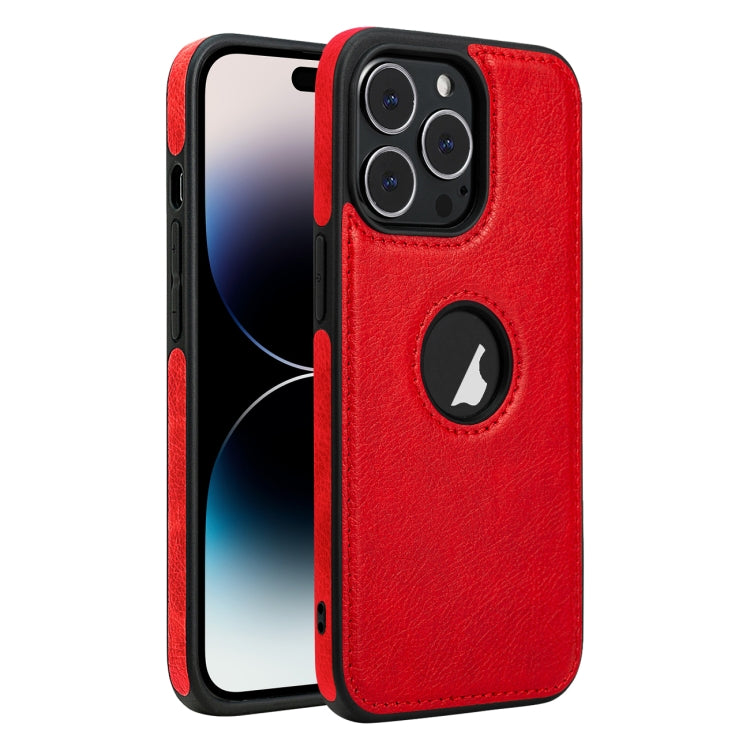 For iPhone 14 Pro Leather Texture Stitching Phone Case