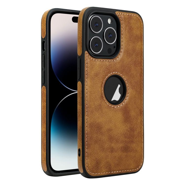 For iPhone 14 Pro Leather Texture Stitching Phone Case