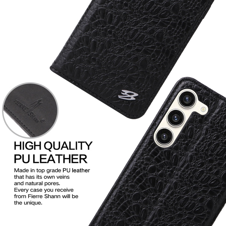 For Samsung Galaxy S23 5G Fierre Shann Crocodile Texture Magnetic Genuine Leather Phone Case